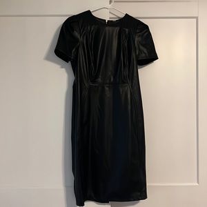 Black puff sleeve leather look